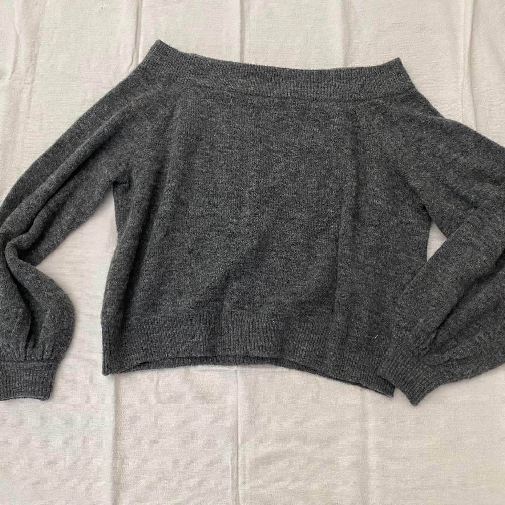 H&M Divided Grey Wool Off the Shoulder Sweater